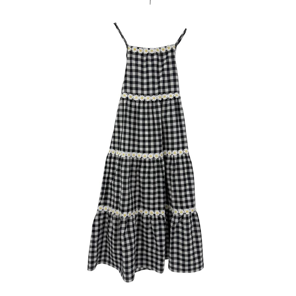 Isaac Mizrahi Youth Girls Midi Tiered Dress Size 11-12 yers Gingham Daisy Cotton